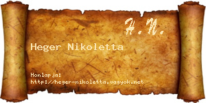 Heger Nikoletta névjegykártya
